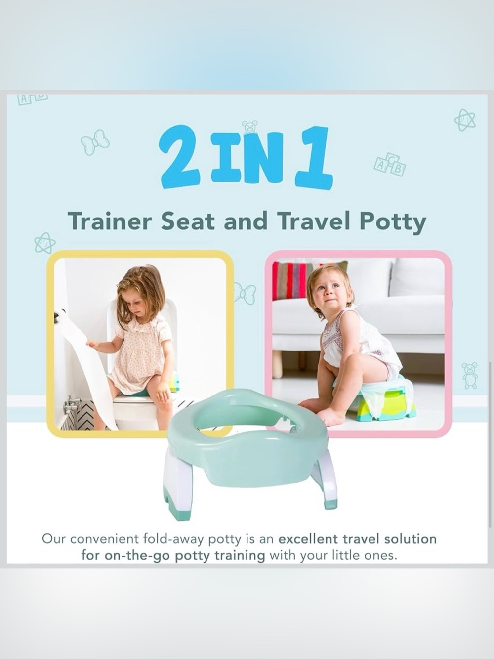2-in-1 🚽 Kids Travel Potty and Trainer Seat - Potette - Seat + 15 Liners